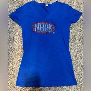 Next Level Apparel NHRA Blue V Neck, Size Small